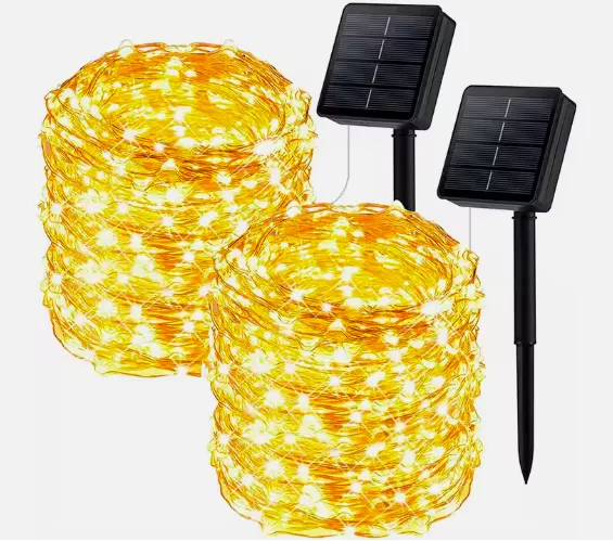 Cadena de Luces Solares de 10 Metros para Decoración Navideña con 100 LEDs y 8 Modos de Iluminación